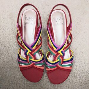Sandals Red Women Size 8 1/2 Multicolor